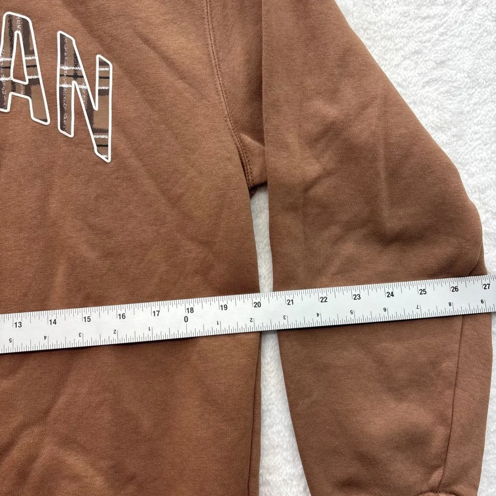 Jordan Mens Tan Brown Plaid Graphic Fleece Crewneck Sweatshirt Medium C334